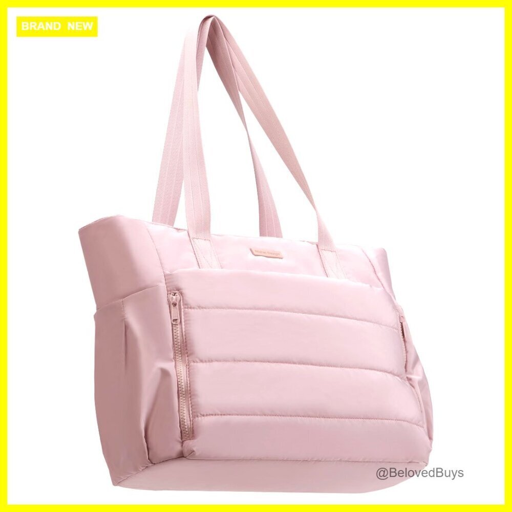 Large Lightweight Tote Bag with Laptop Compartment and Side Pockets